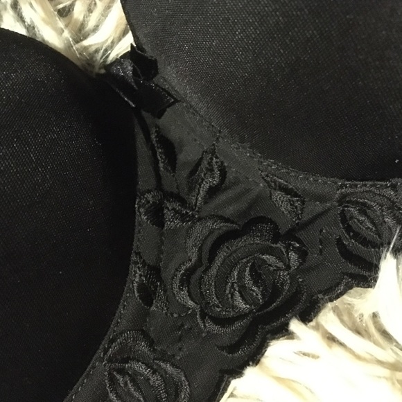 Vintage Strapless/Adjustable Straps Bra 36C Black Rose Motif. Underwire. NEW - Picture 2 of 6